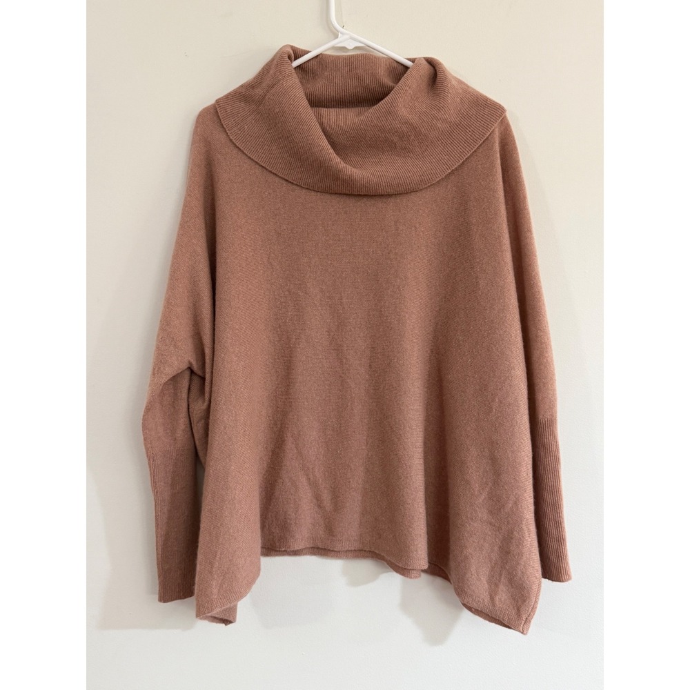 Garnet Hill 100% Cashmere Cowl Neck Oversized Sweater Rose Terracotta Medium